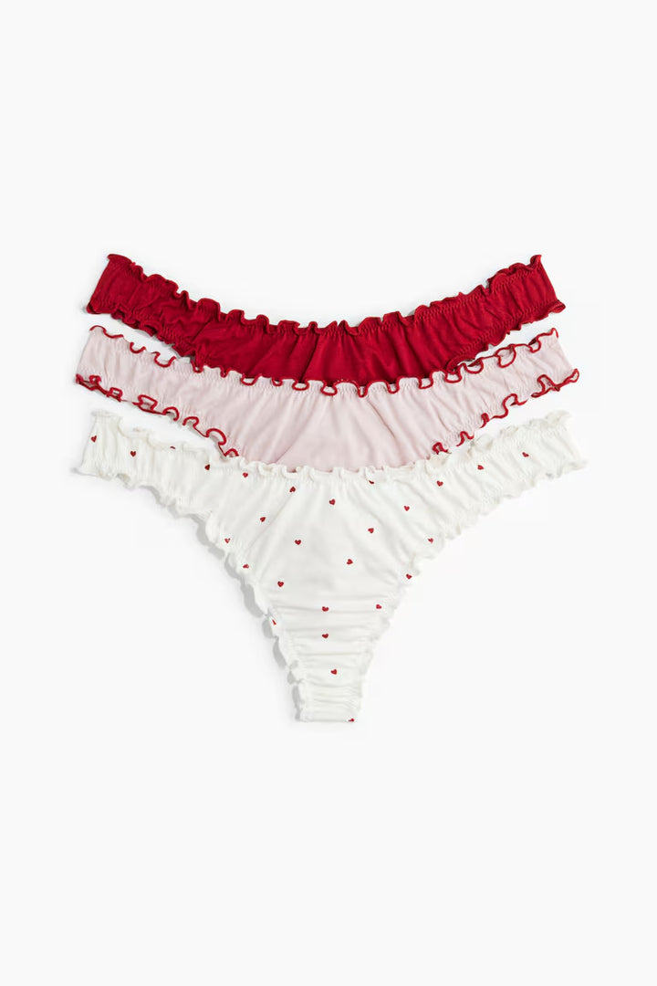 H&M 3-PACK THONG BRIEFS WITH OVERLOCKED TRIM