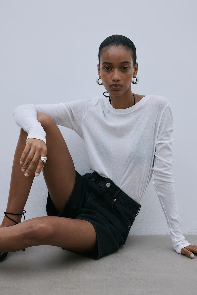 H&M HIGH WAIST DENIM SHORTS