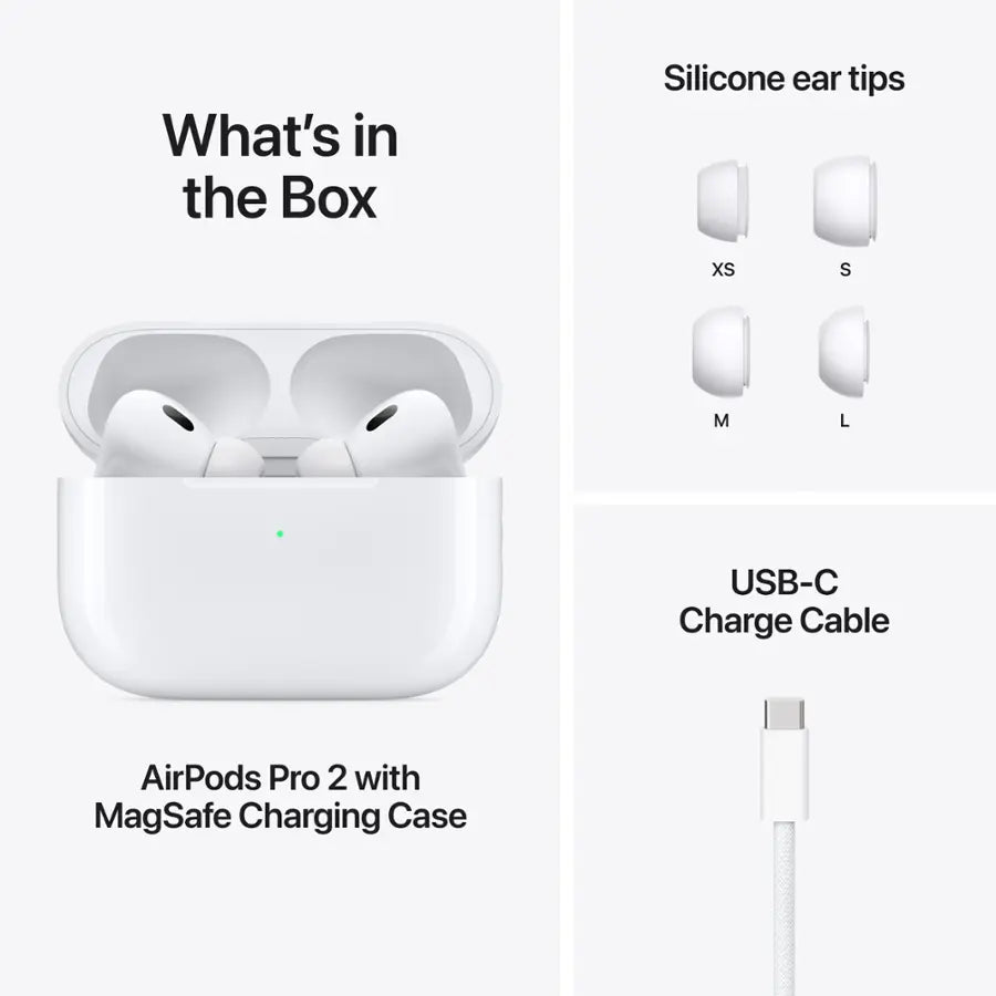 Apple - AirPods Pro 2, Wireless Active Noise Cancelling Earbuds with Hearing Aid Feature - White