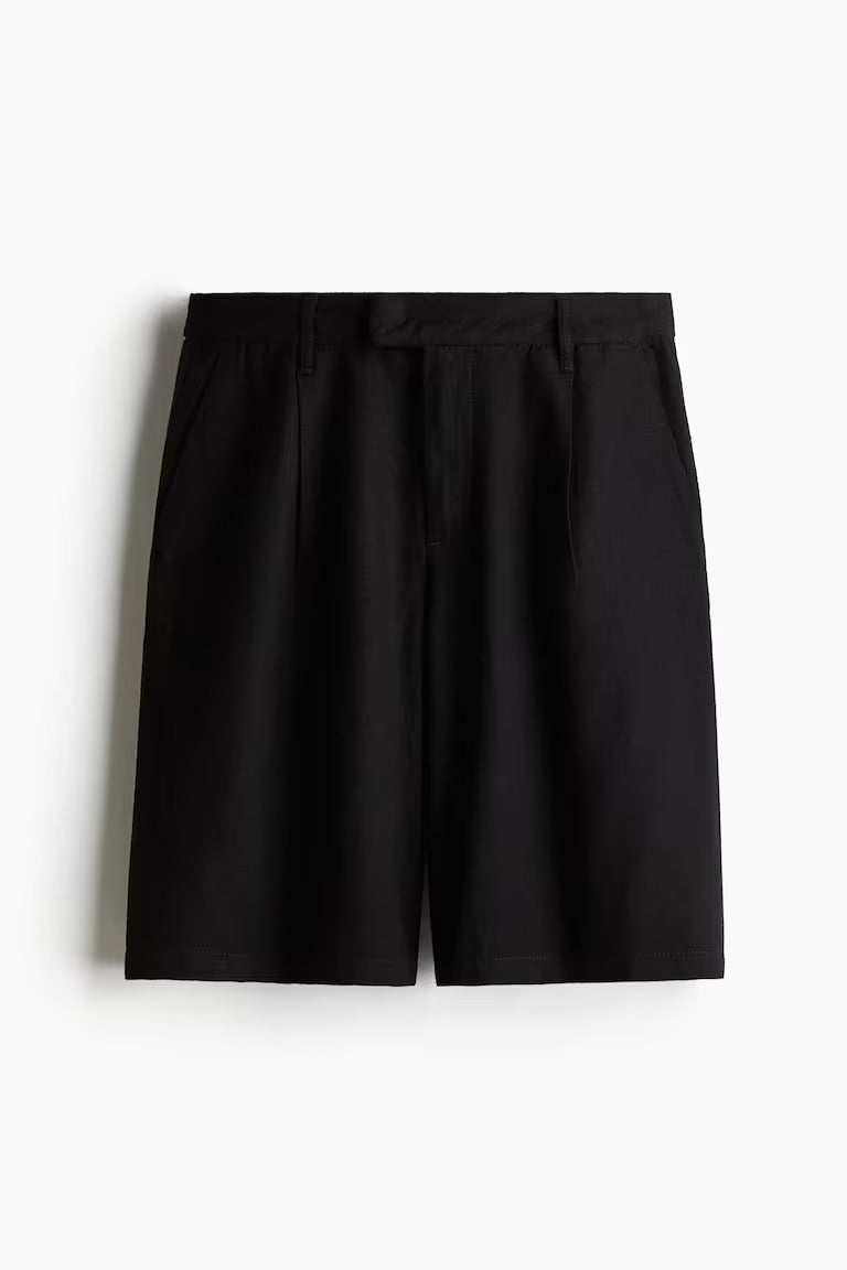 H&M KNEE-LENGTH LINEN-BLEND SHORTS