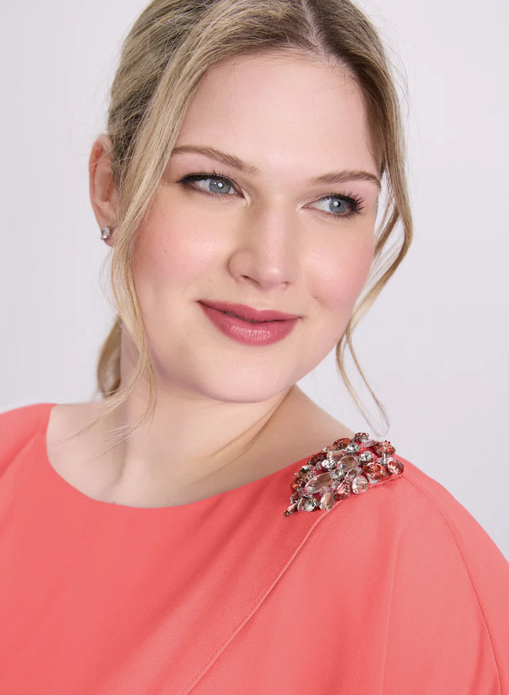 LAURA Brooch Embellished Capelet Dress