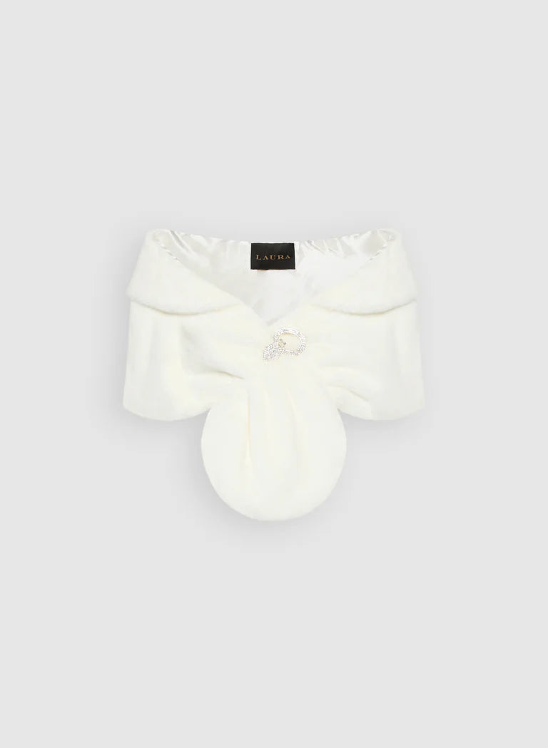 LAURA Rhinestone Clip Faux Fur Stole