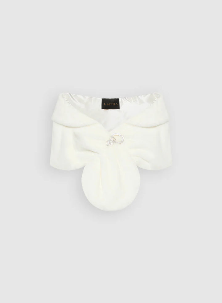 LAURA Rhinestone Clip Faux Fur Stole