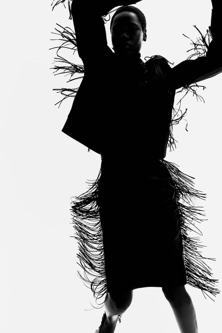 H&M Coated Skirt with Fringe