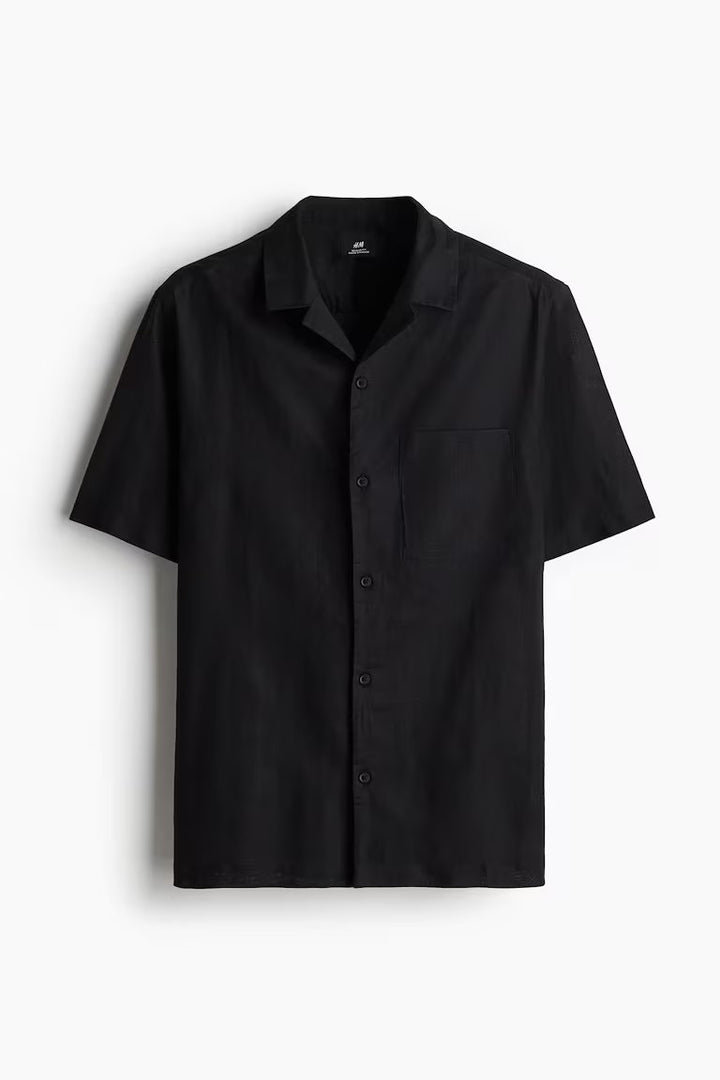 H&M Regular-Fit Short-Sleeved Linen-Blend Shirt
