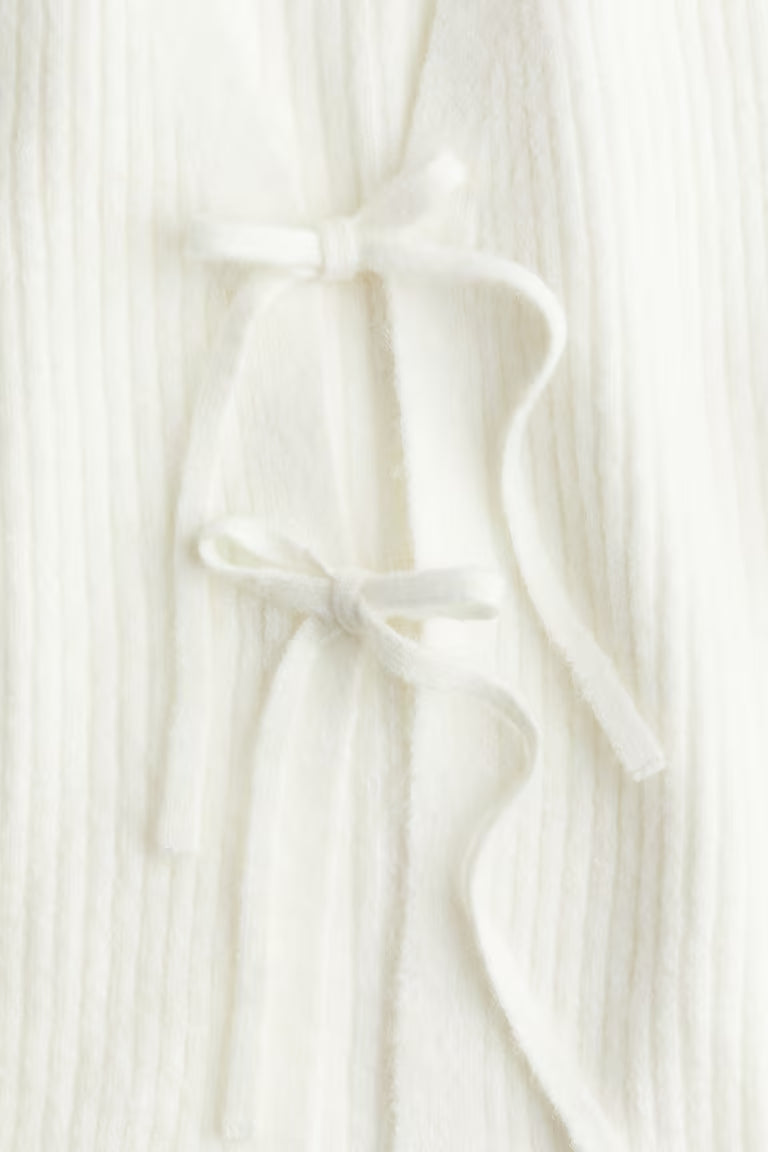 H&M TIE-DETAIL RIB-KNIT TOP