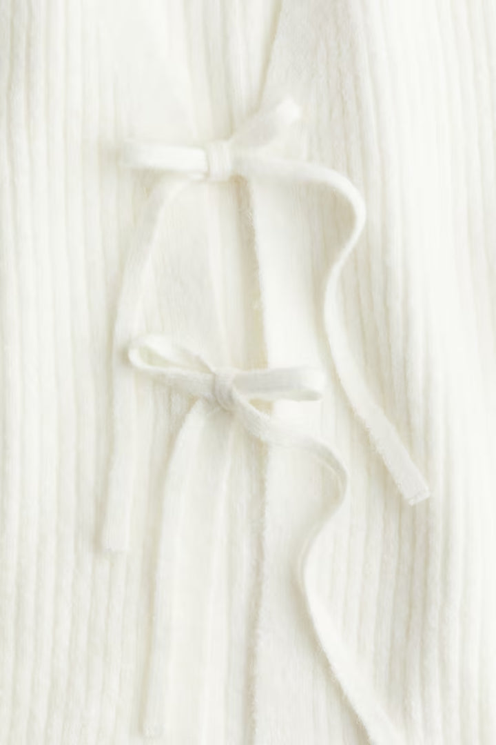 H&M TIE-DETAIL RIB-KNIT TOP
