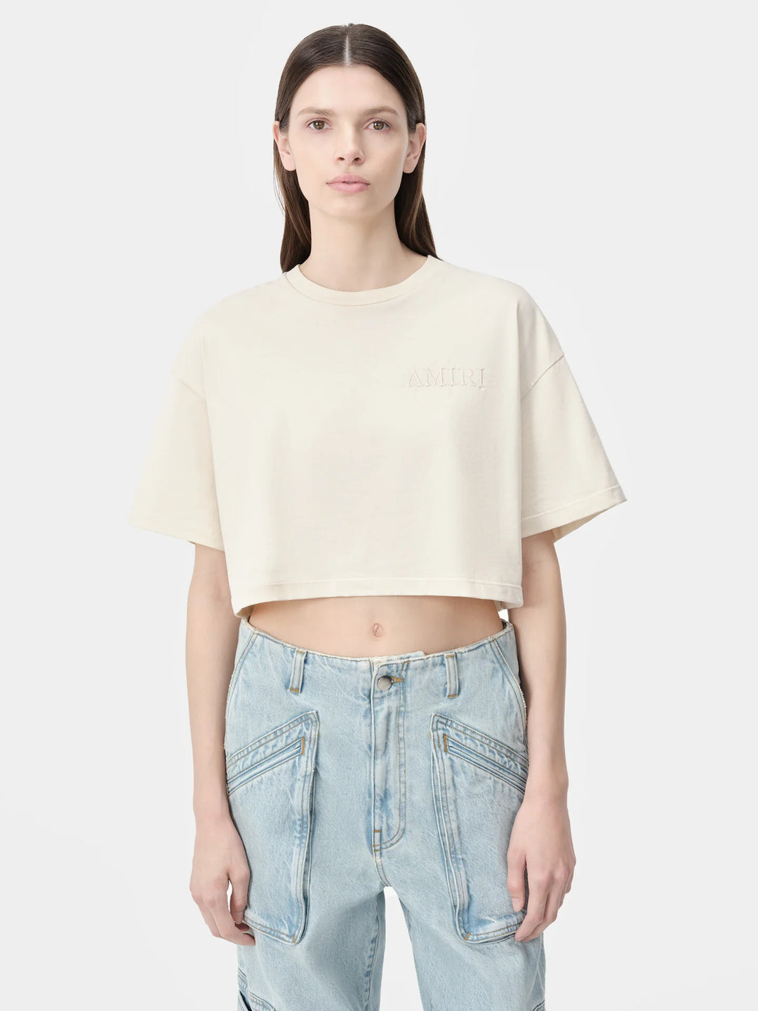 AMIRI WOMEN'S AMIRI EMBROIDERED CROPPED TEE