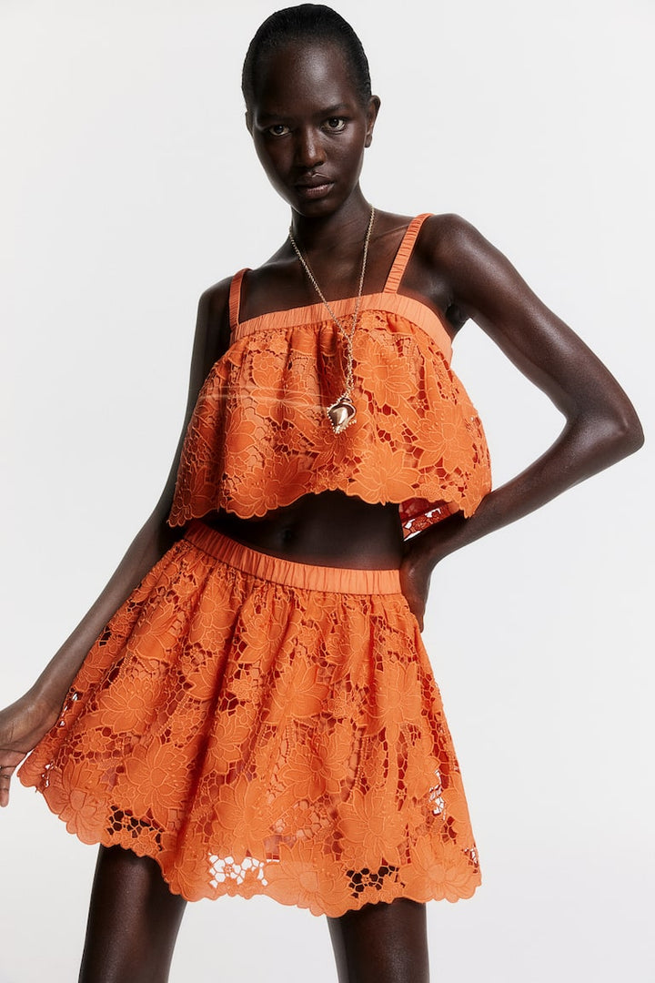 H&M Skirt with Eyelet Embroidery