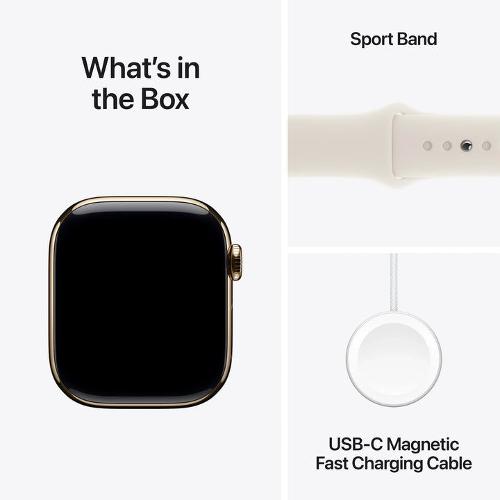 Apple Watch Series 10 GPS + Cellular 42mm Gold Titanium Case with Starlight Sport Band - M/L