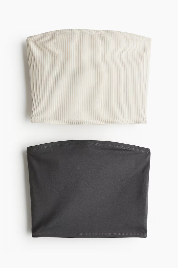 H&M 2-PACK SHORT TUBE TOPS