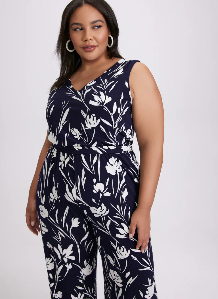 LAURA Floral Braided Belt Jumpsuit