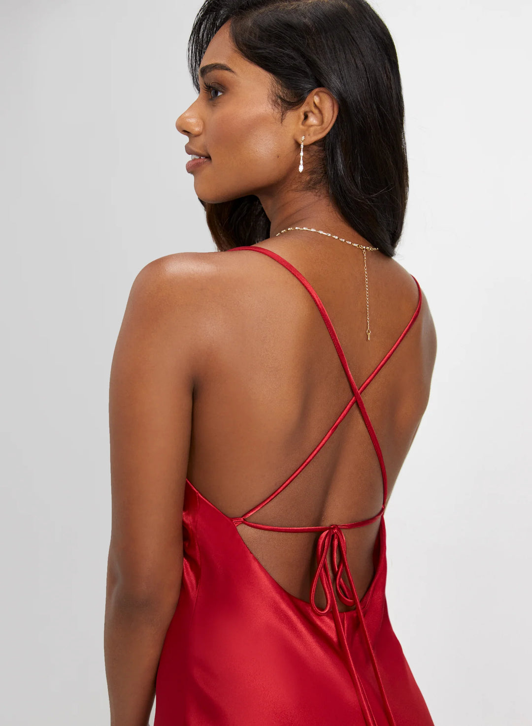 LAURA Drape Neck Satin Dress