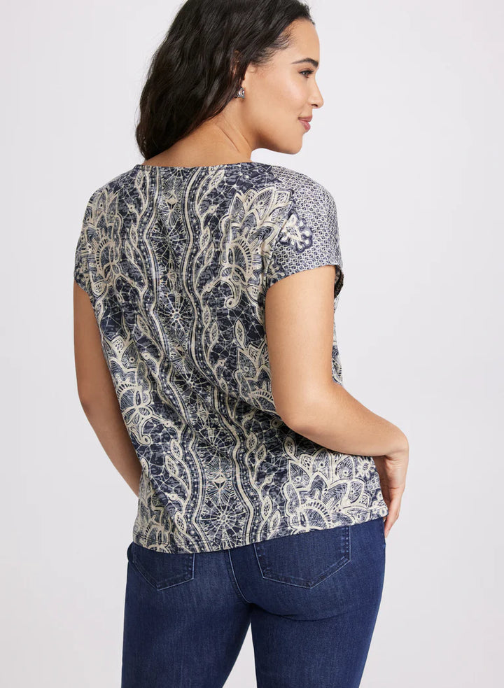 LAURA FAbstract Rhinestone Embellished T-Shirt
