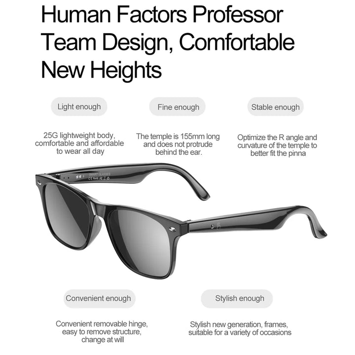 Mingdaln Wireless Bluetooth Glasses for Men and Women, Smart Glasses with Open-Ear Voice Control & Calling, Anti-Blue Light, AI Assistant & Translation for Traveling and Driving