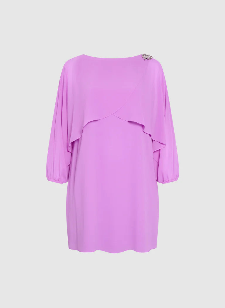 LAURA Brooch Embellished Capelet Dress
