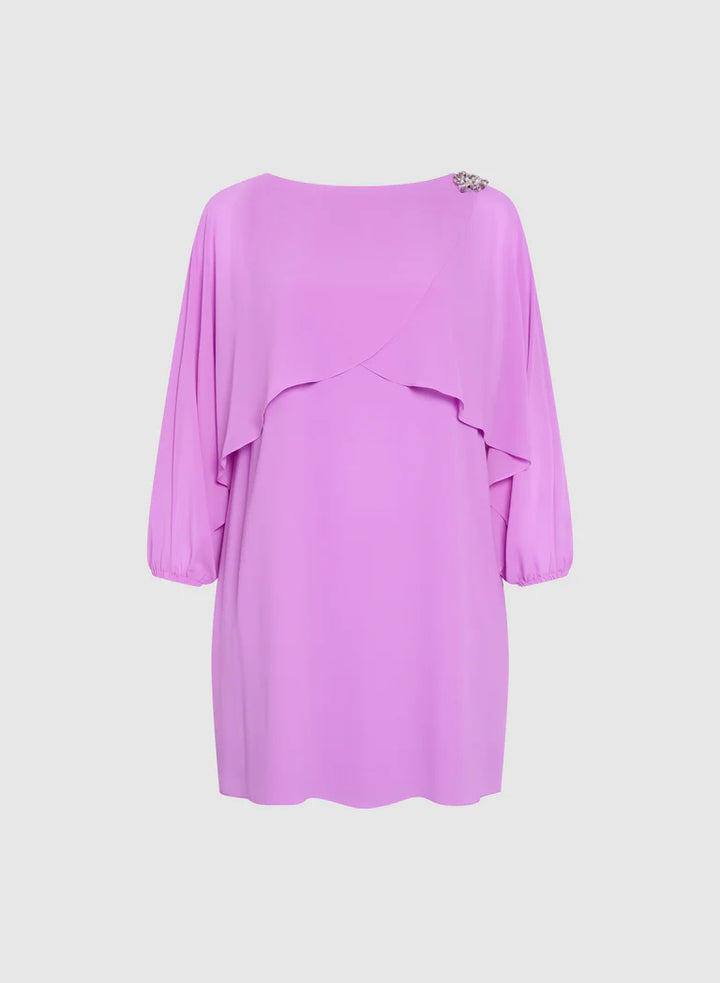 LAURA Brooch Embellished Capelet Dress