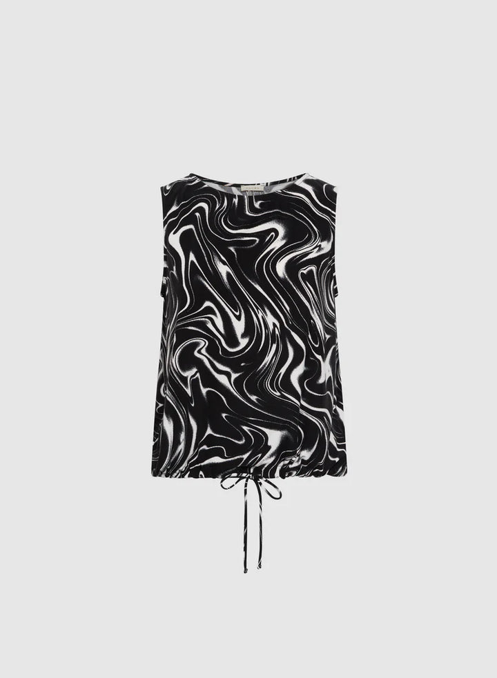 LAURA Wave Print Sleeveless Blouse
