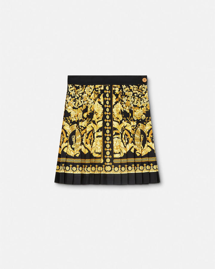 VERSACE BAROCCO PLEATED SILK SKIRT