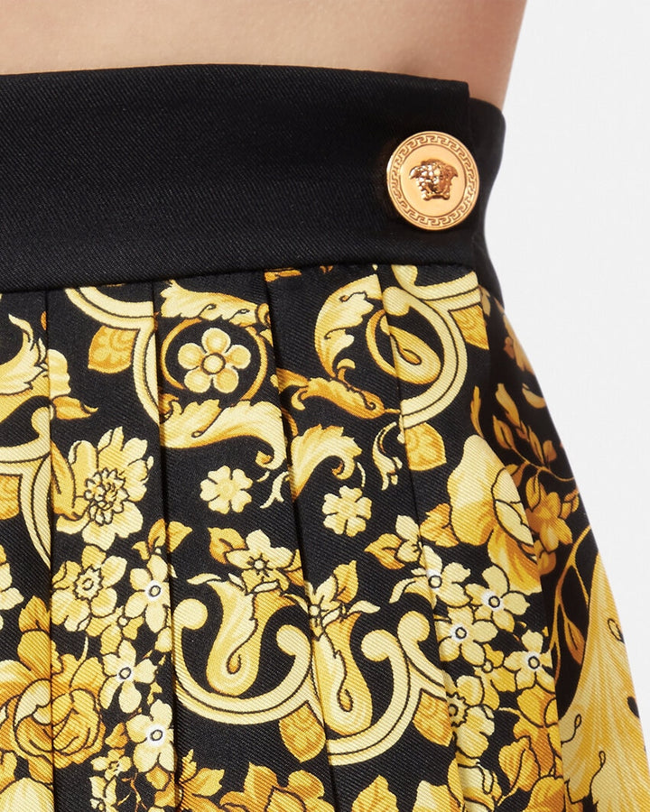 VERSACE BAROCCO PLEATED SILK SKIRT