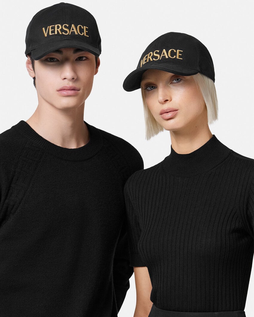 VERSACE EMBROIDERED LOGO BASEBALL CAP