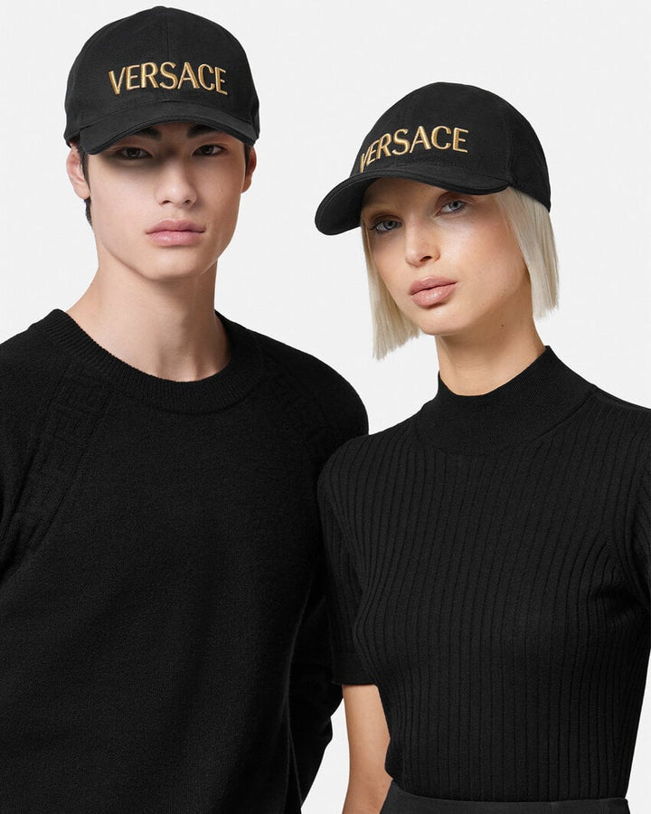 VERSACE EMBROIDERED LOGO BASEBALL CAP
