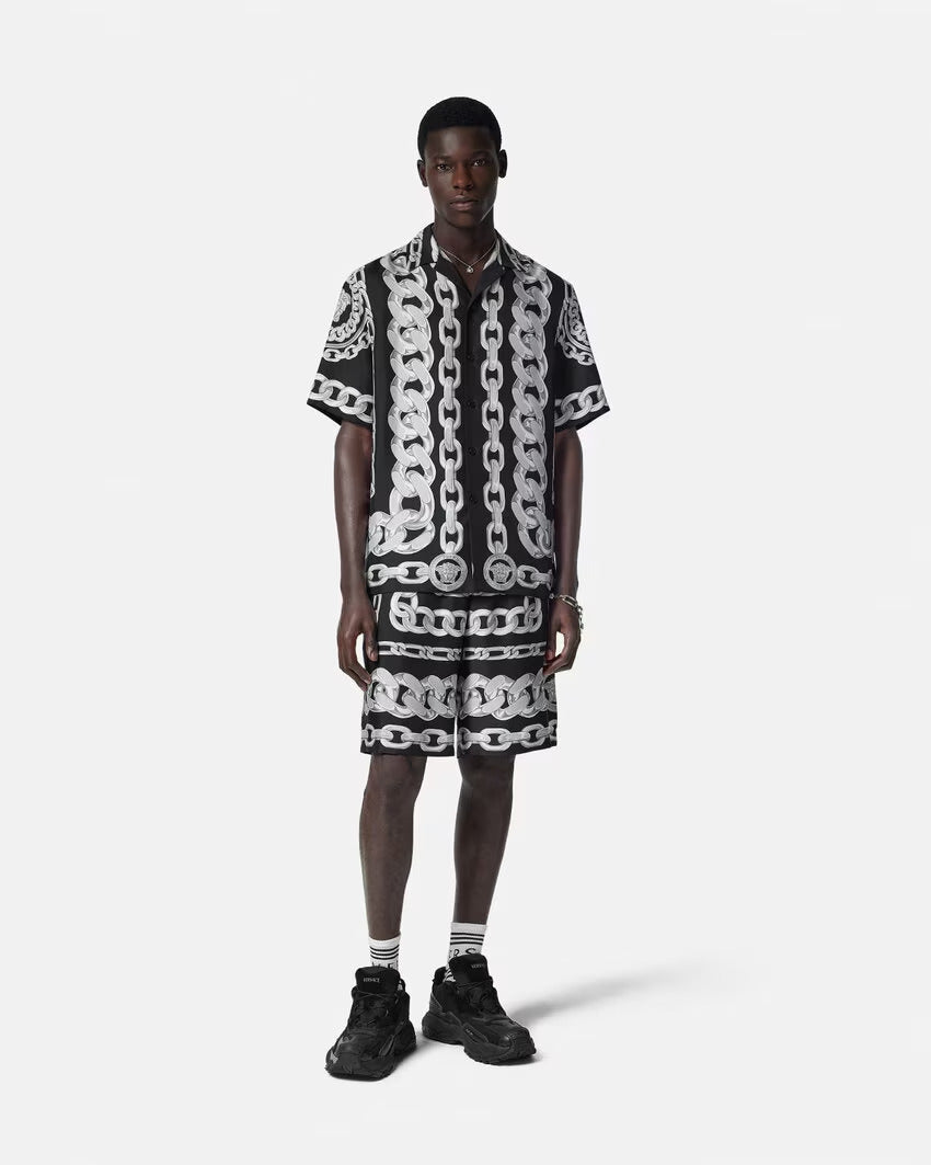 VERSACE Medusa Chains Silk Shorts