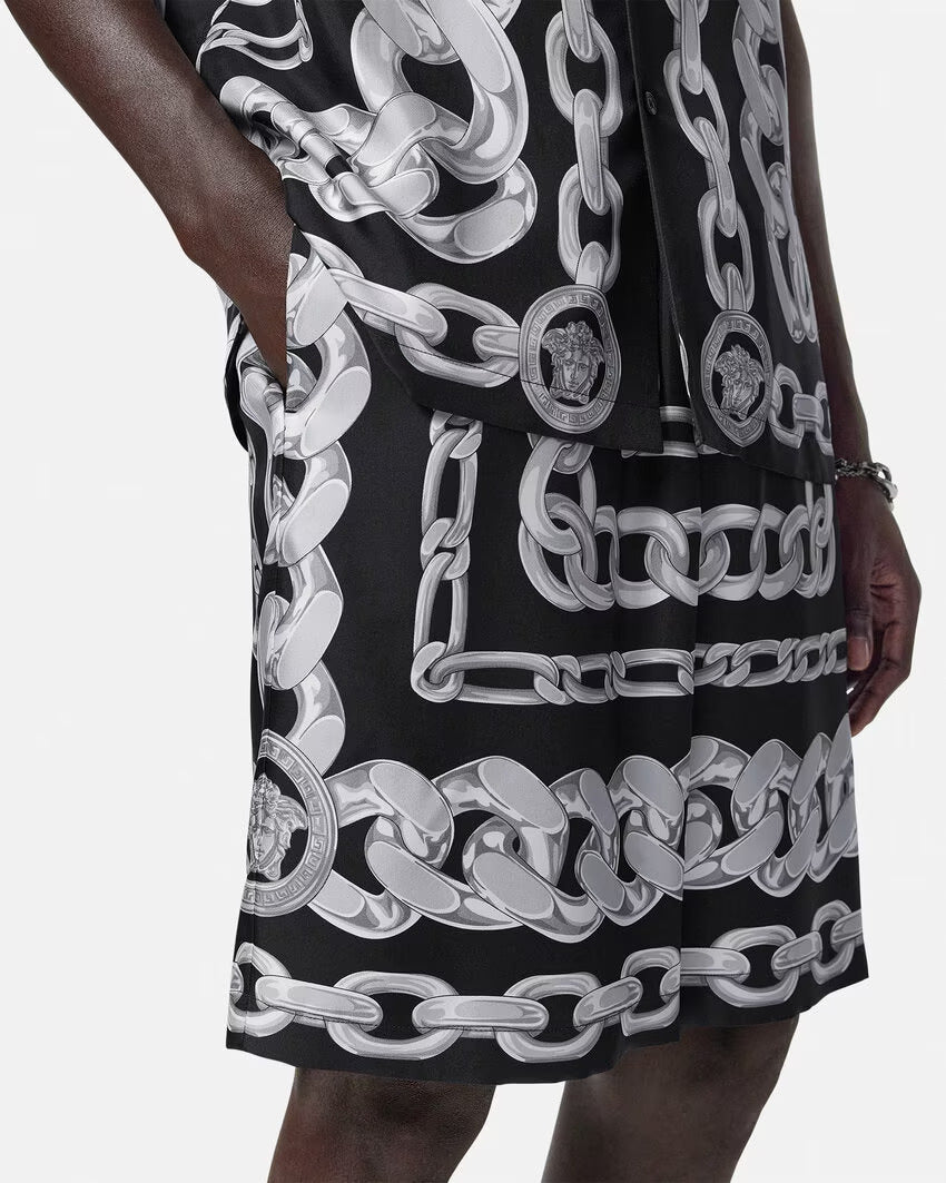 VERSACE Medusa Chains Silk Shorts