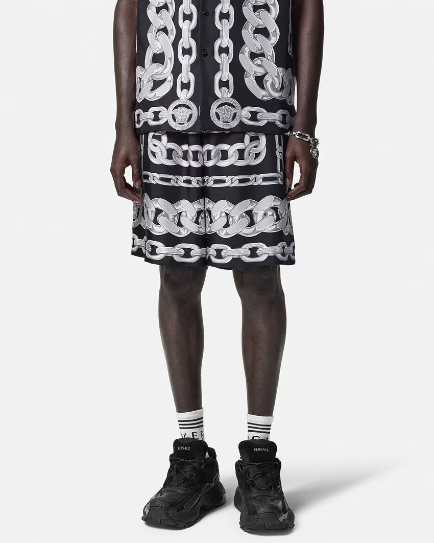 VERSACE Medusa Chains Silk Shorts