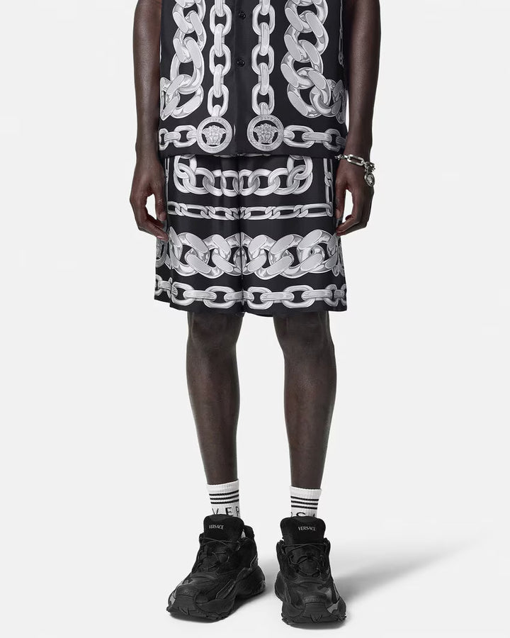 VERSACE Medusa Chains Silk Shorts