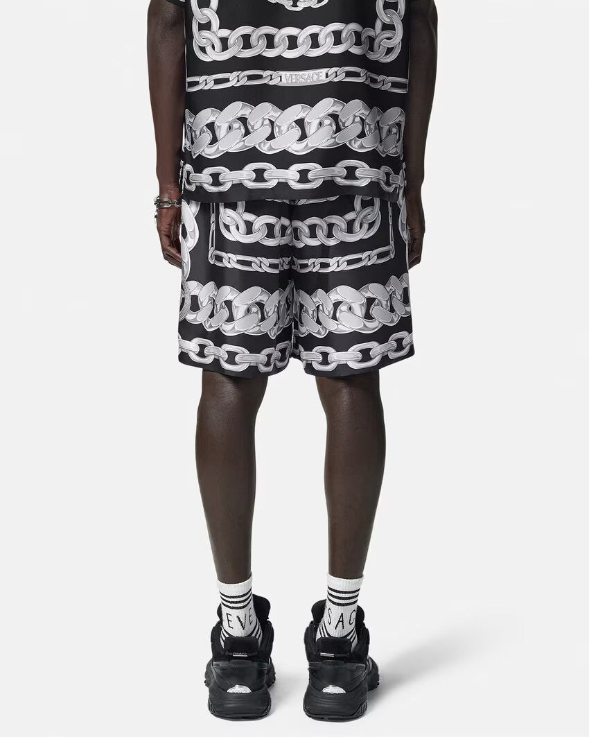 VERSACE Medusa Chains Silk Shorts