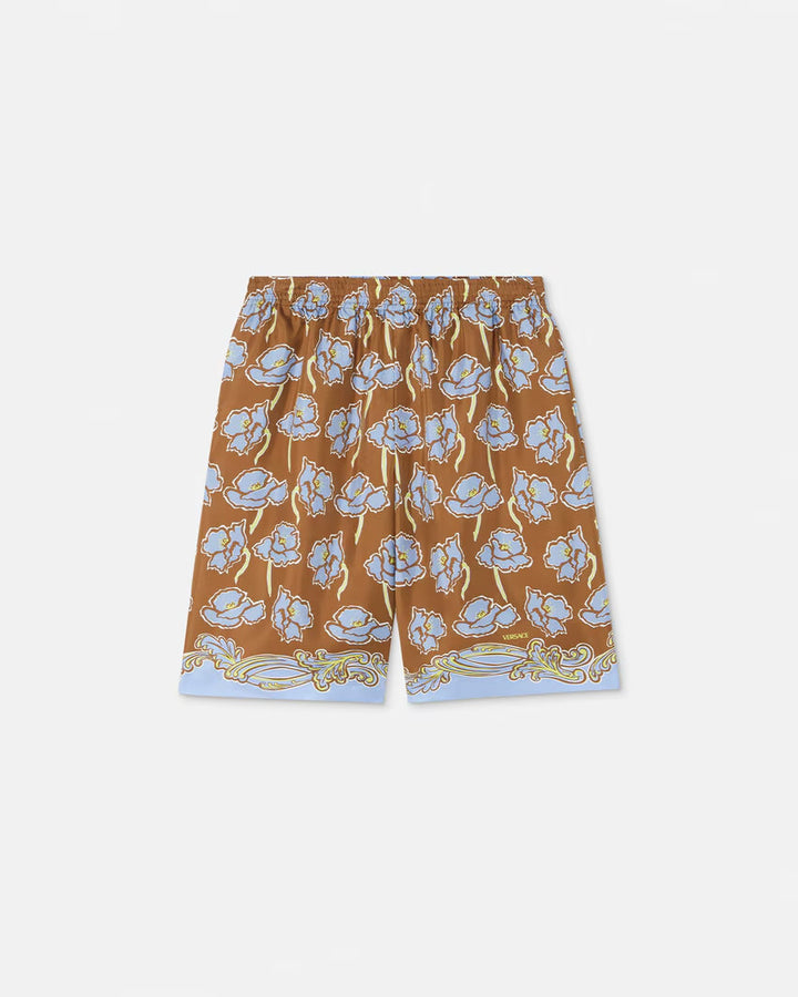 VERSACE Poppies Foulard Silk Shorts