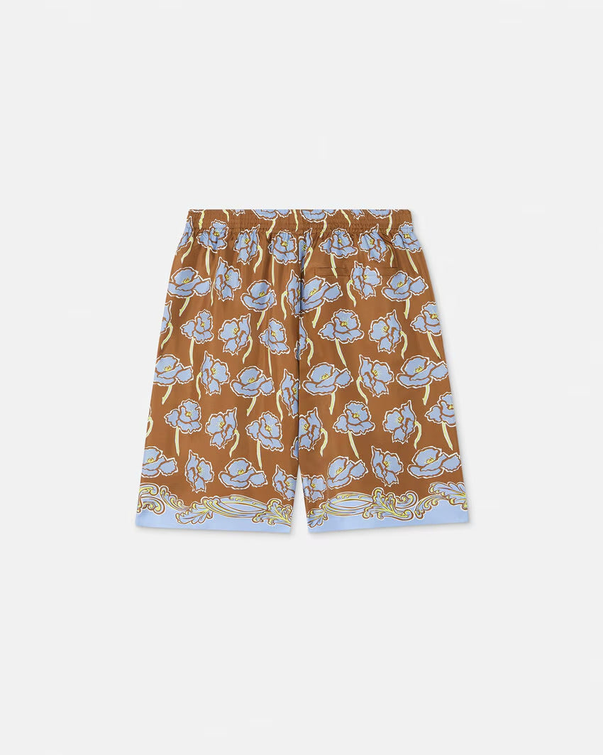 VERSACE Poppies Foulard Silk Shorts
