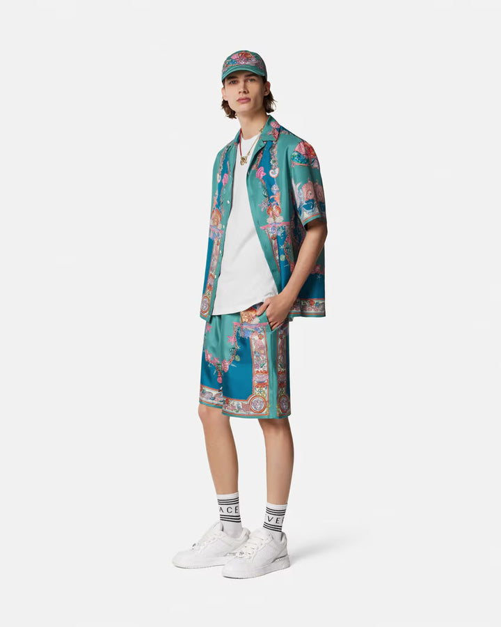 VERSACE Coral Theatre Silk Shorts