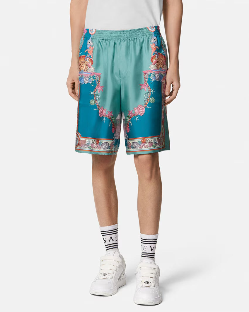 VERSACE Coral Theatre Silk Shorts