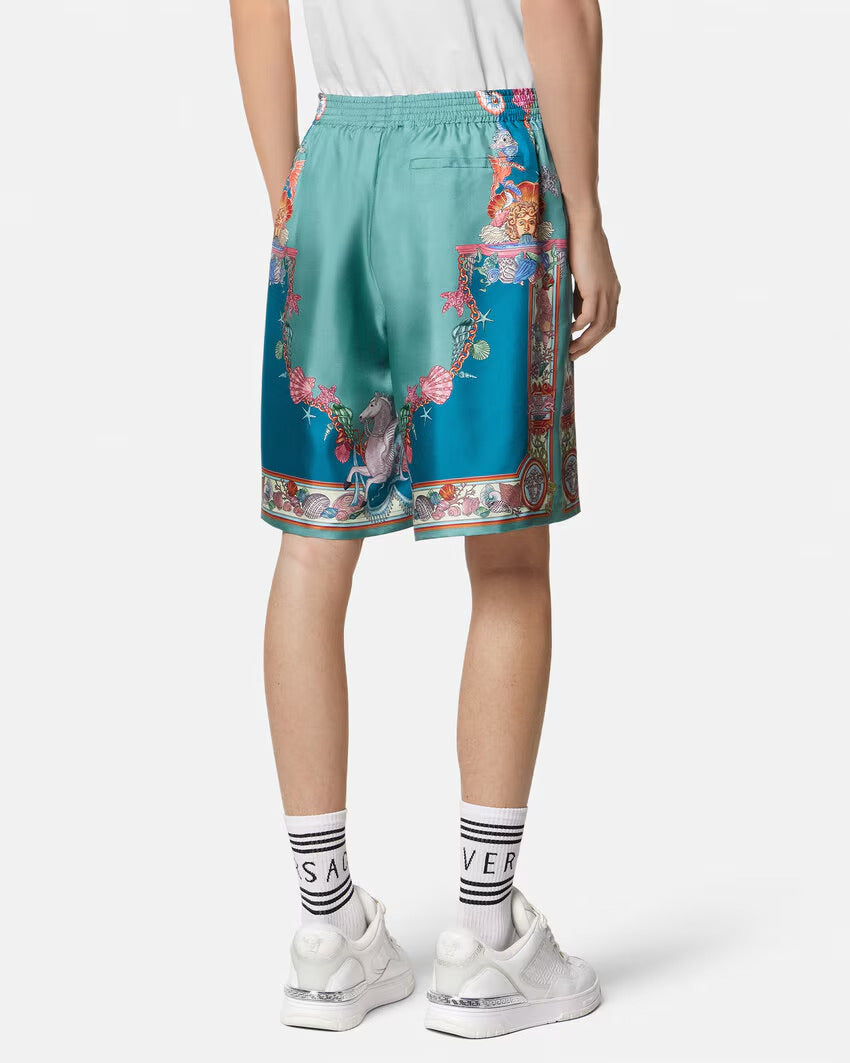 VERSACE Coral Theatre Silk Shorts
