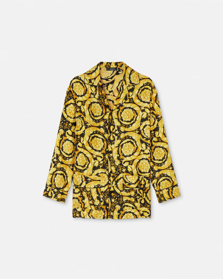 VERSACE Barocco Print Silk Pajama Shirt
