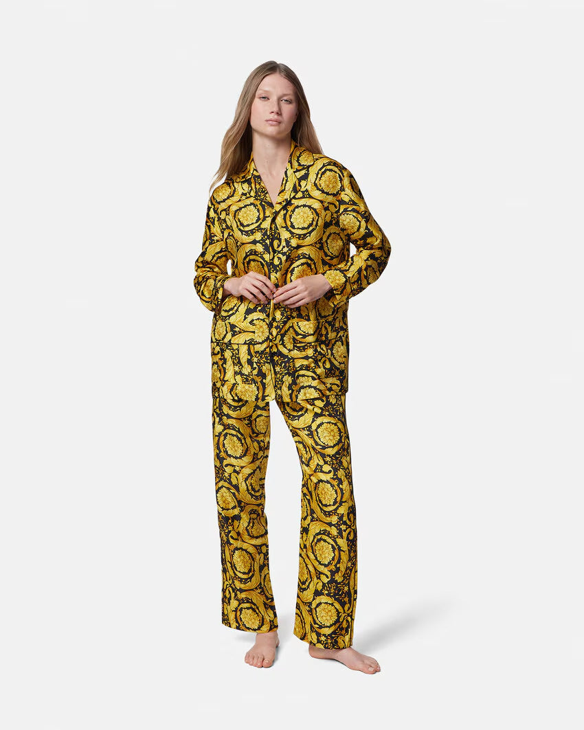 VERSACE Barocco Print Silk Pajama Shirt
