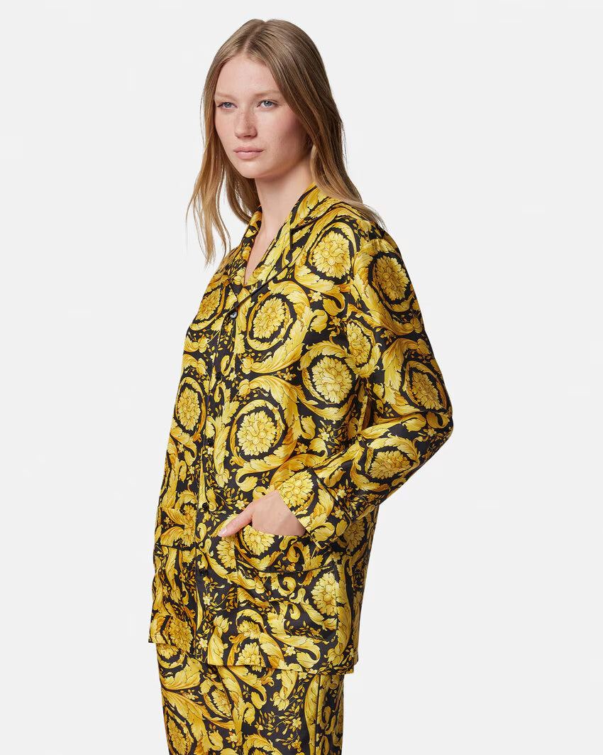 VERSACE Barocco Print Silk Pajama Shirt