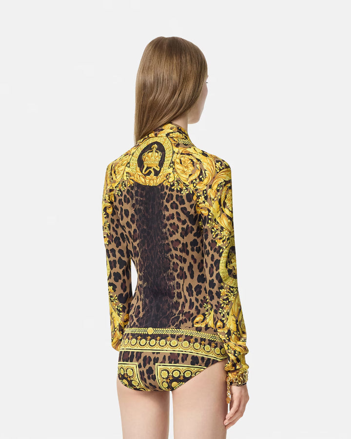 Versace WILD BAROCCO SILK DRAPED BODYSUIT