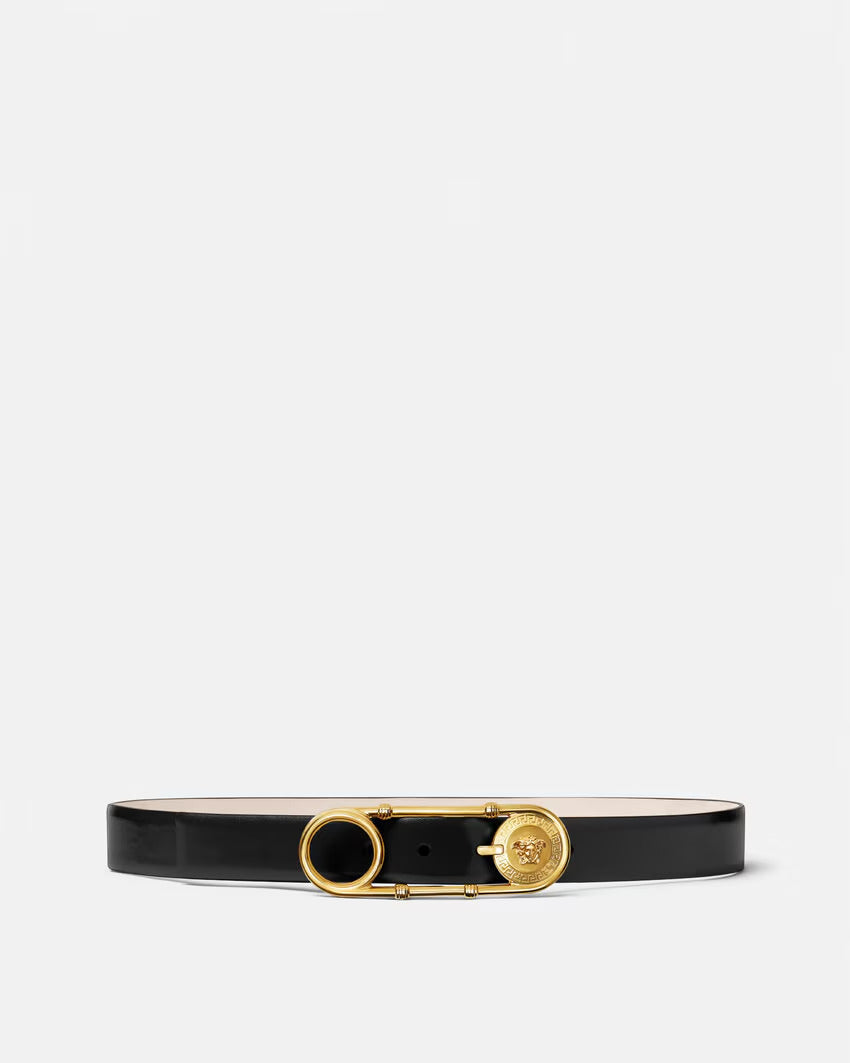 VERSACE Safety Pin Leather Belt 3 cm