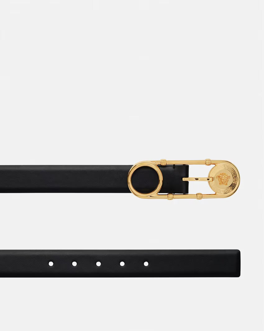 VERSACE Safety Pin Leather Belt 3 cm