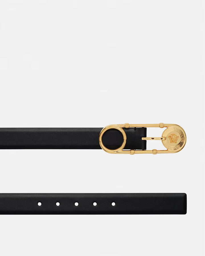 VERSACE Safety Pin Leather Belt 3 cm
