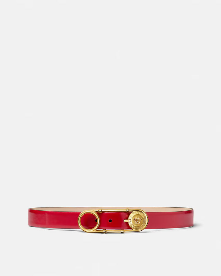 VERSACE Safety Pin Leather Belt 3 cm