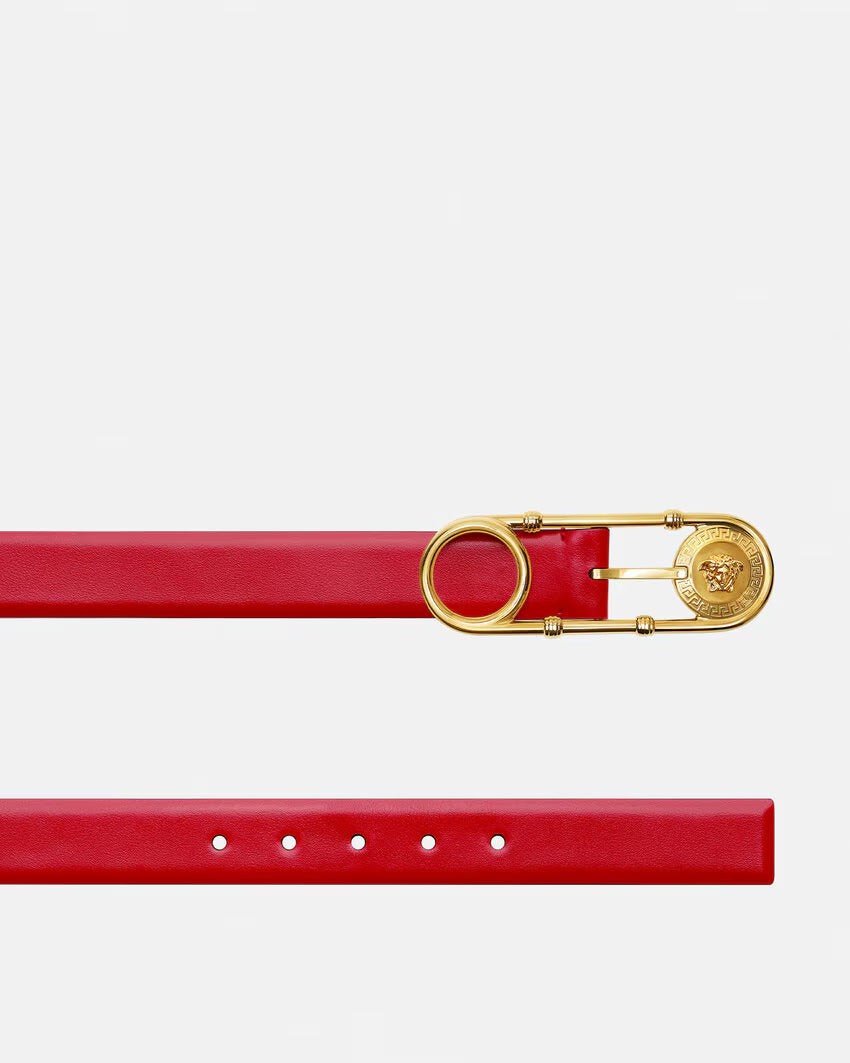 VERSACE Safety Pin Leather Belt 3 cm