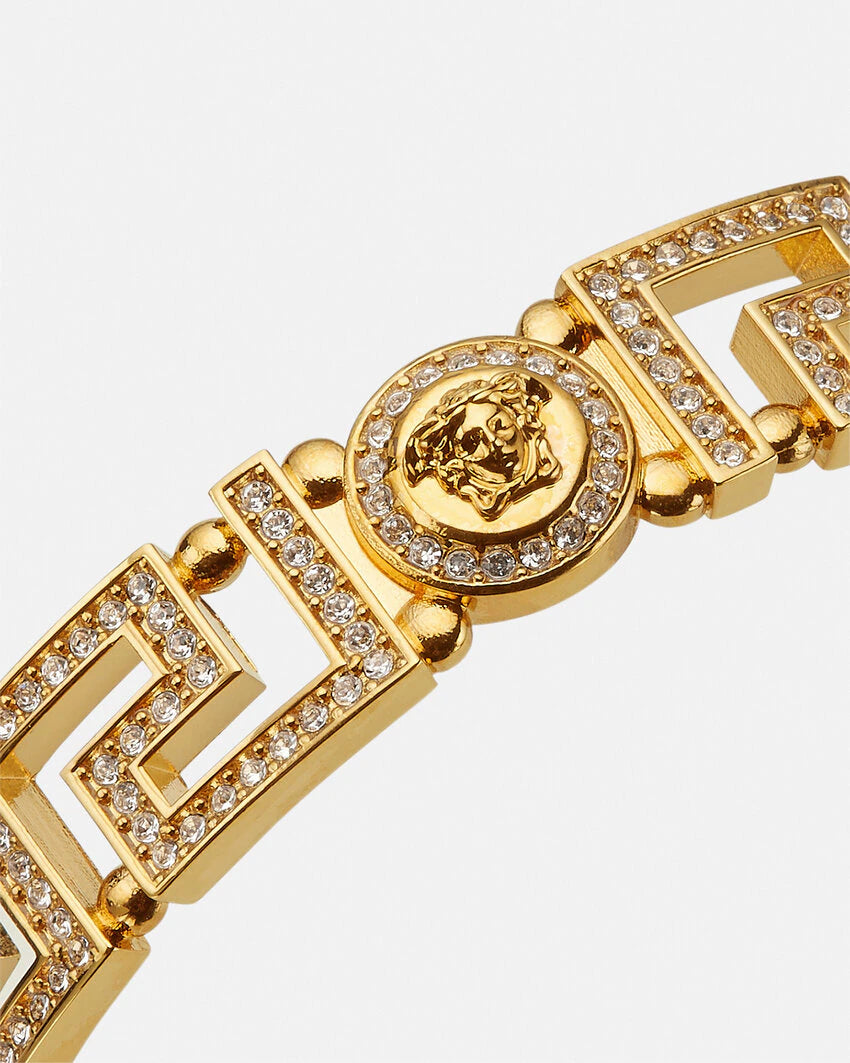 VERSACE CRYSTAL GRECA CUFF BRACELET
