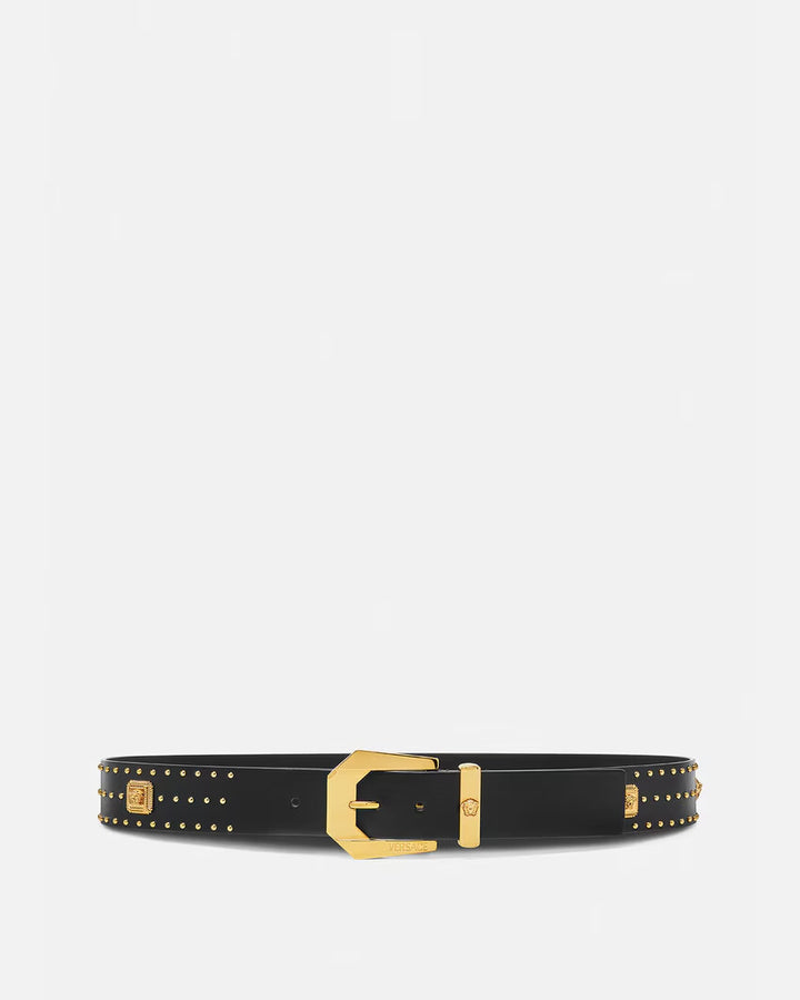 VERSACE Medusa Heritage Studded Leather Belt 4 cm