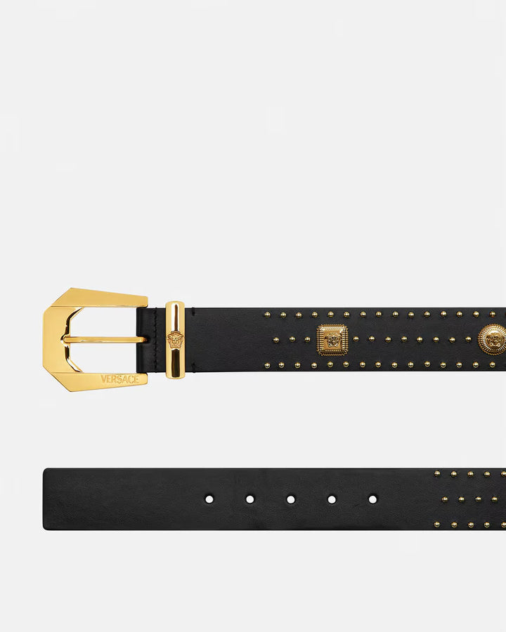 VERSACE Medusa Heritage Studded Leather Belt 4 cm
