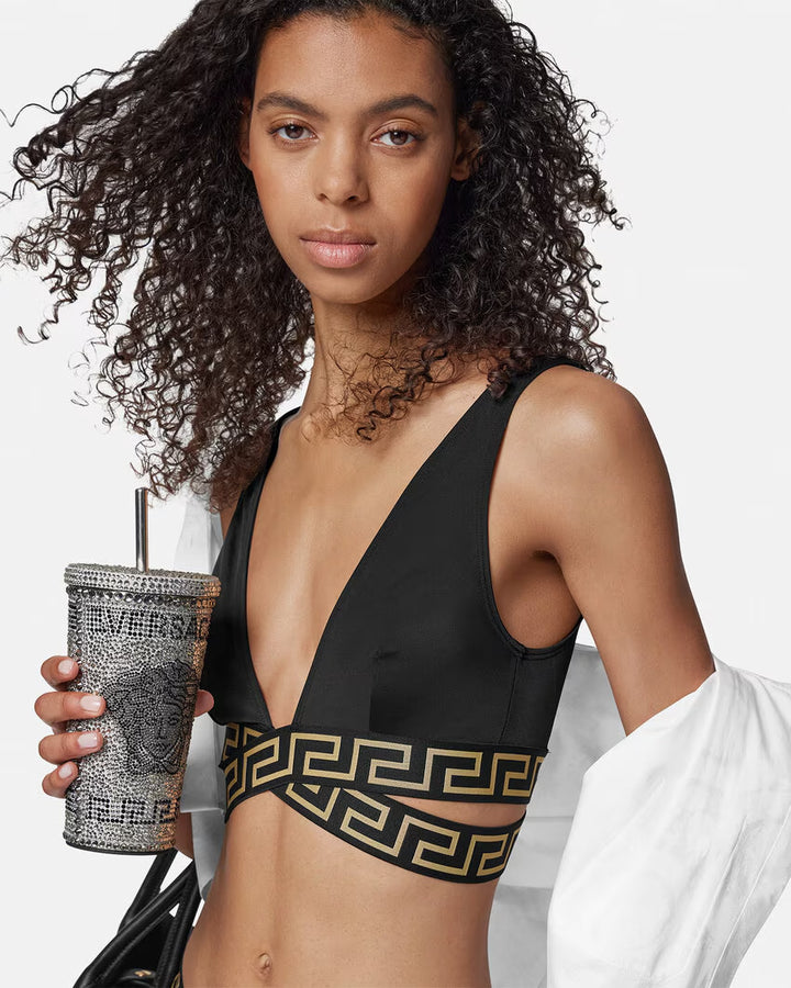 VERSACE Greca Border Triangle Bikini Top