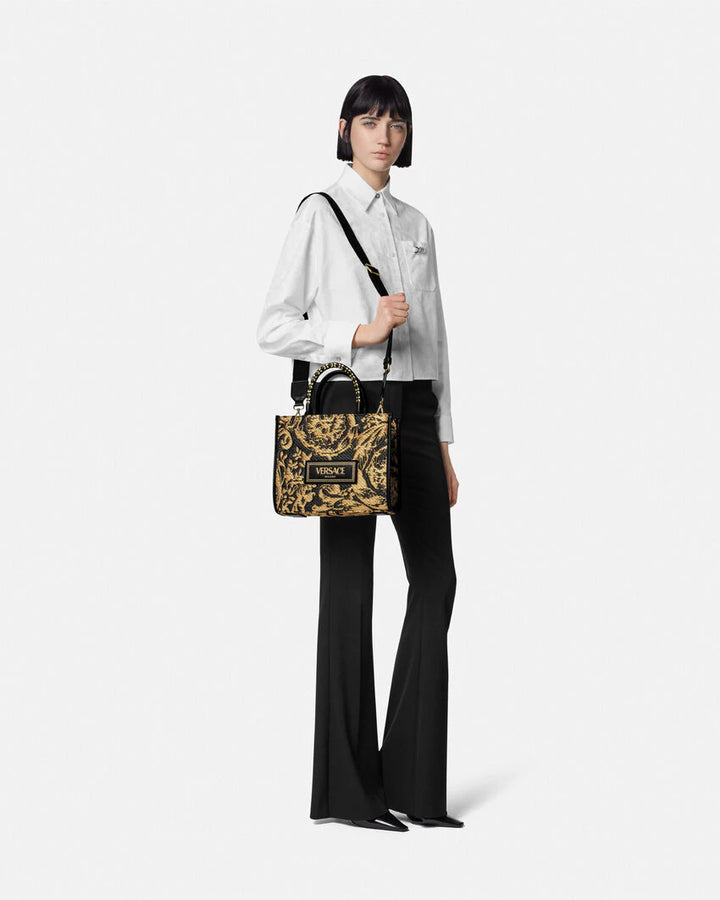 VERSACE BAROCCO ATHENA RAFFIA SMALL TOTE BAG